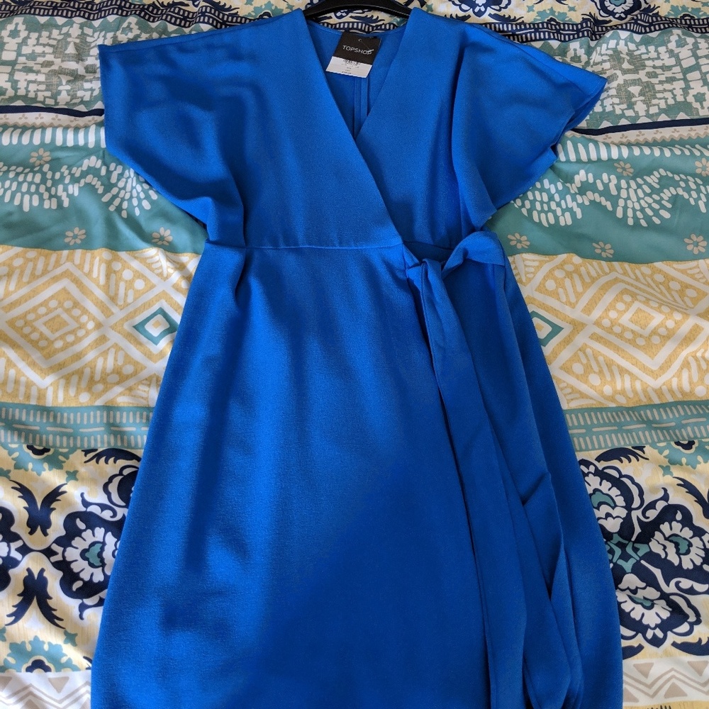 Blue topshop mini wrap dress